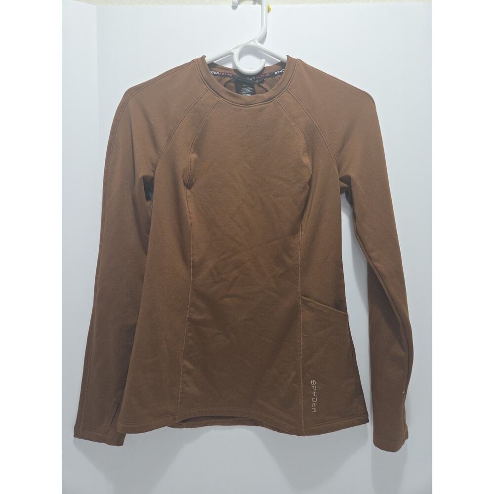 Spyder Womens S Small Brown Long Sleeve Shirt Fitted Performance Activewear